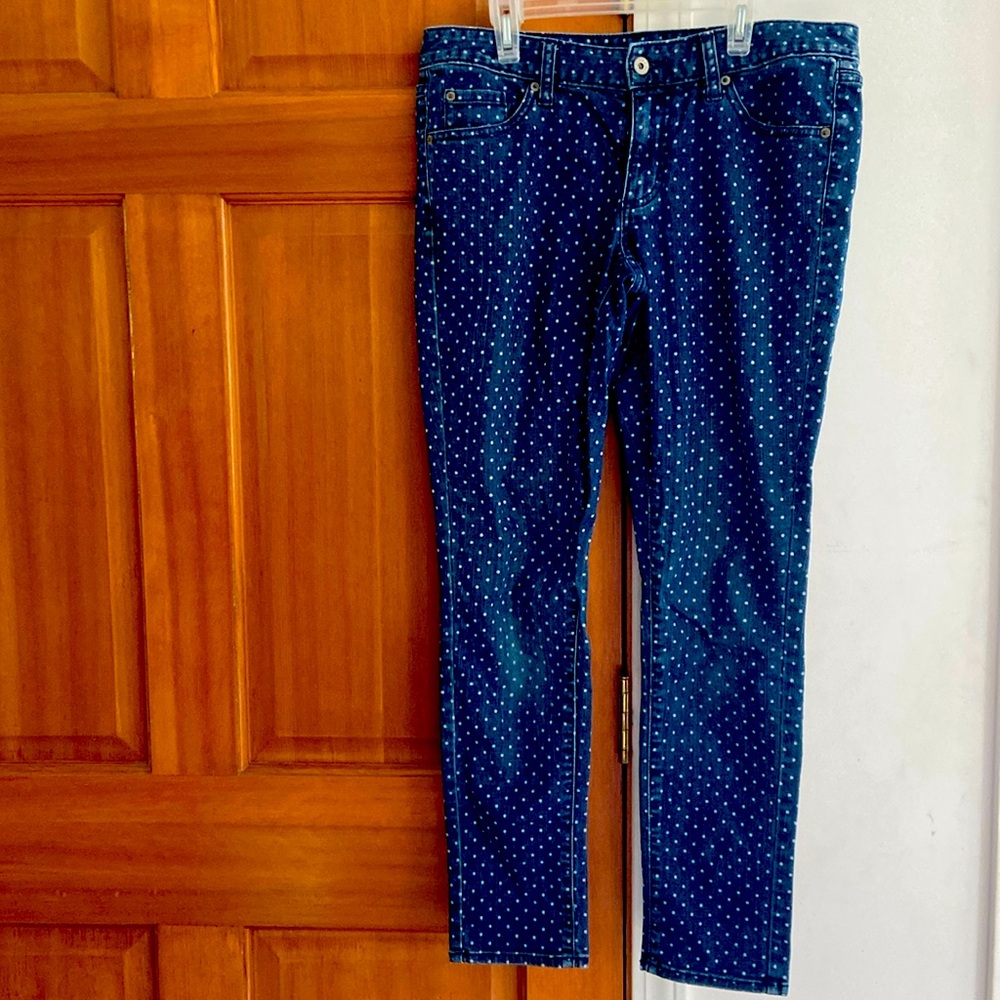 EUC! Merona Polka Dot size 8 skinny ankle jeans pants!
